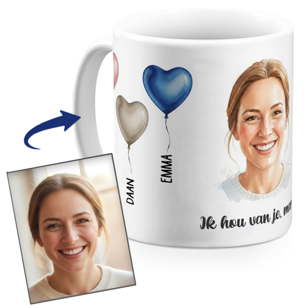 Gepersonaliseerde Mok Hartjesballonnen Gepersonaliseerde Mok Hartjesballonnen