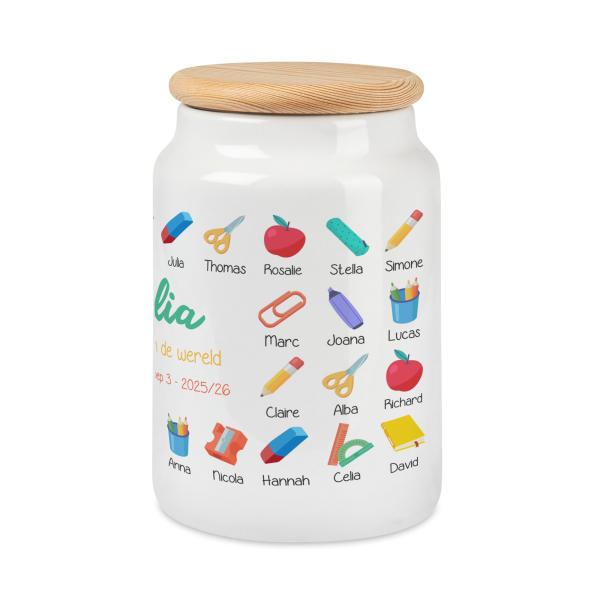 Bedrukte koekjespot Klasherinneringen Bedrukte koekjespot Klasherinneringen