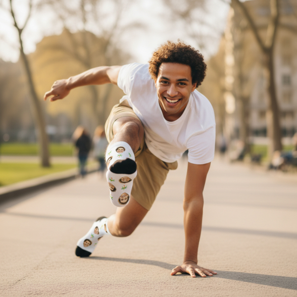 Bedrukte sokken met gezichten in schilderstijl Bedrukte sokken met gezichten in schilderstijl