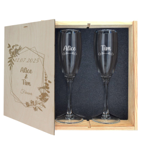 Cadeaupakket 2 champagneglazen Trouwen Cadeaupakket 2 champagneglazen Trouwen