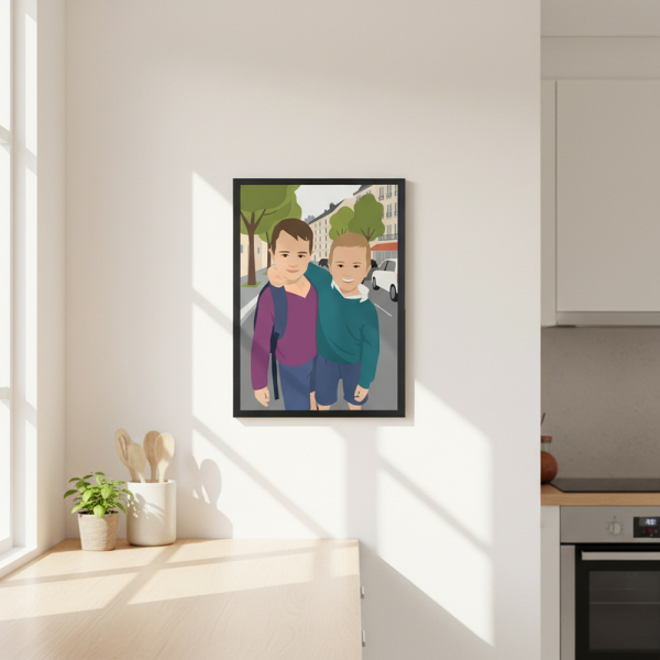 Portret in flat design stijl op basis van een foto Portret in flat design stijl op basis van een foto