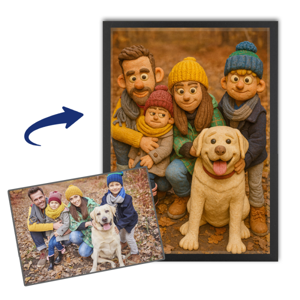 Caricatuur in kleistijl naar een foto Caricatuur in kleistijl naar een foto