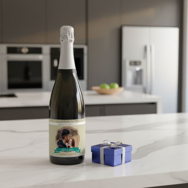 Gepersonaliseerd fles Champagne met foto bedrukking Gepersonaliseerd fles Champagne met foto bedrukking
