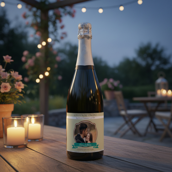 Gepersonaliseerd fles Champagne met foto bedrukking Gepersonaliseerd fles Champagne met foto bedrukking