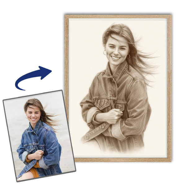 Portret in sepia-tekenstijl gemaakt van een foto Portret in sepia-tekenstijl gemaakt van een foto