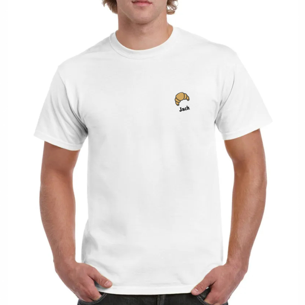 Geborduurd T-shirt met patroon van premium katoen Geborduurd T-shirt met patroon van premium katoen