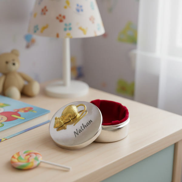 Gegraveerd muizentanddoosje Gegraveerd muizentanddoosje