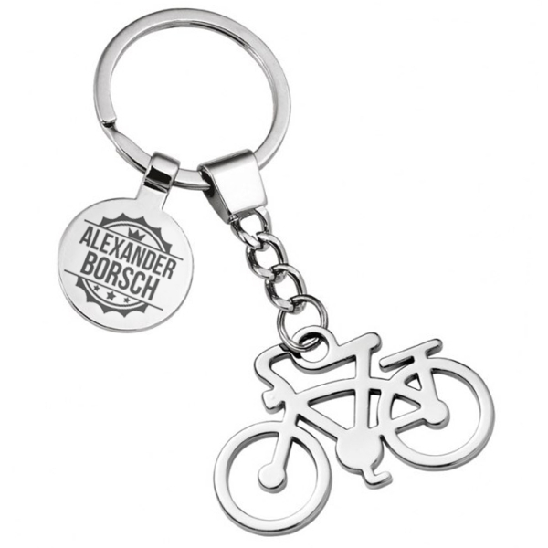 Gepersonaliseerde sleutelhanger met fiets Gepersonaliseerde sleutelhanger met fiets