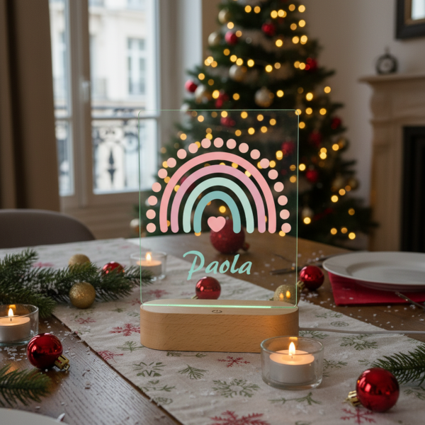 Nachtlampje geprint met naam en Regenboog Nachtlampje geprint met naam en Regenboog
