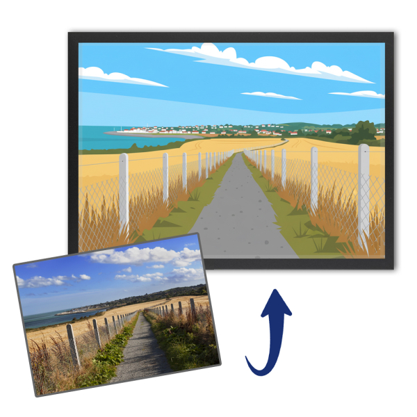 Geïllustreerd landschap in flat design volgens een foto Geïllustreerd landschap in flat design volgens een foto