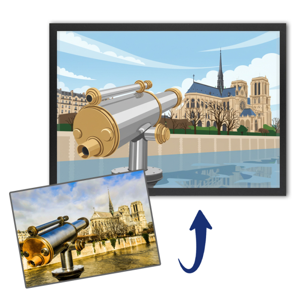 Geïllustreerd landschap in flat design volgens een foto Geïllustreerd landschap in flat design volgens een foto