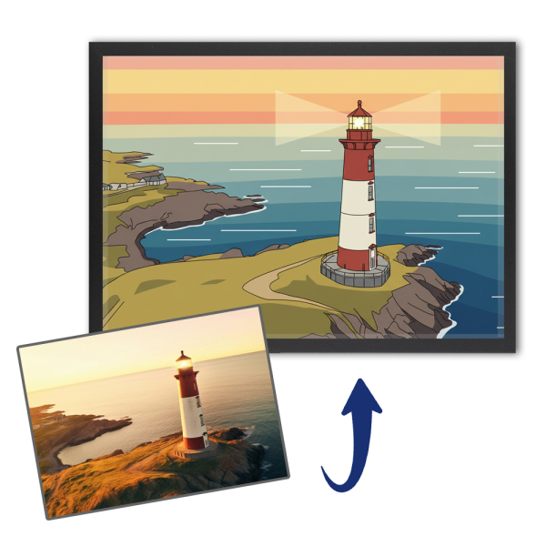 Geïllustreerd landschap in flat design volgens een foto Geïllustreerd landschap in flat design volgens een foto