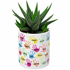 Plantje in bloempot personaliseren met kinderhandjes en namen Plantje in bloempot personaliseren met kinderhandjes en namen