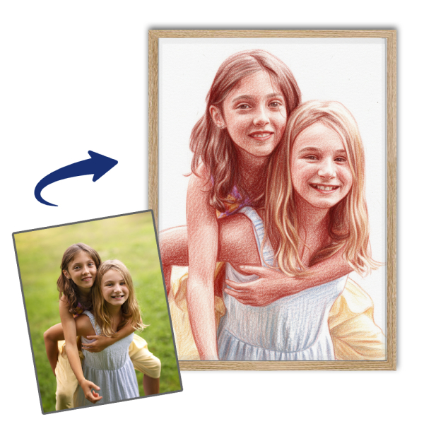 Portret in kleurpotloodstijl op basis van een foto Portret in kleurpotloodstijl op basis van een foto