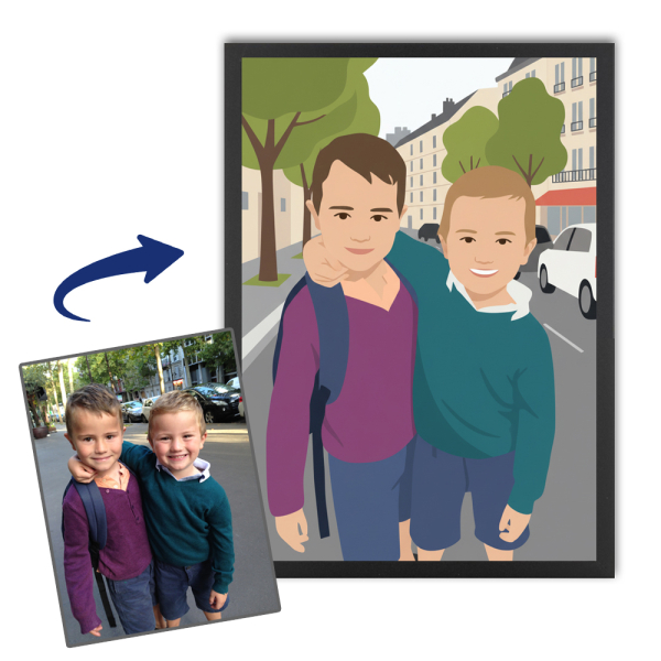 Portret in flat design stijl op basis van een foto Portret in flat design stijl op basis van een foto