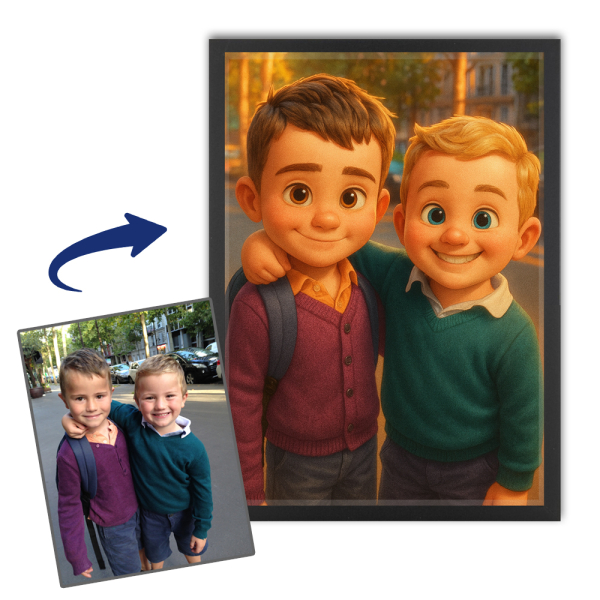 Portret in de stijl van een 3D-animatiefilm gebaseerd op een foto Portret in de stijl van een 3D-animatiefilm gebaseerd op een foto