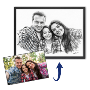 Portret op een manier van potloodtekening naar aanleiding van een foto Portret op een manier van potloodtekening naar aanleiding van een foto