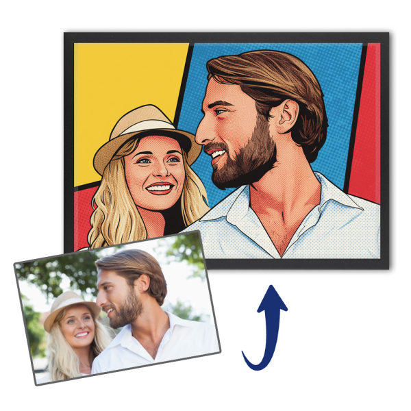 Popart-stripstijlportret naar een foto Popart-stripstijlportret naar een foto