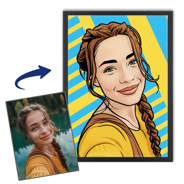 Popart-stripstijlportret naar een foto Popart-stripstijlportret naar een foto