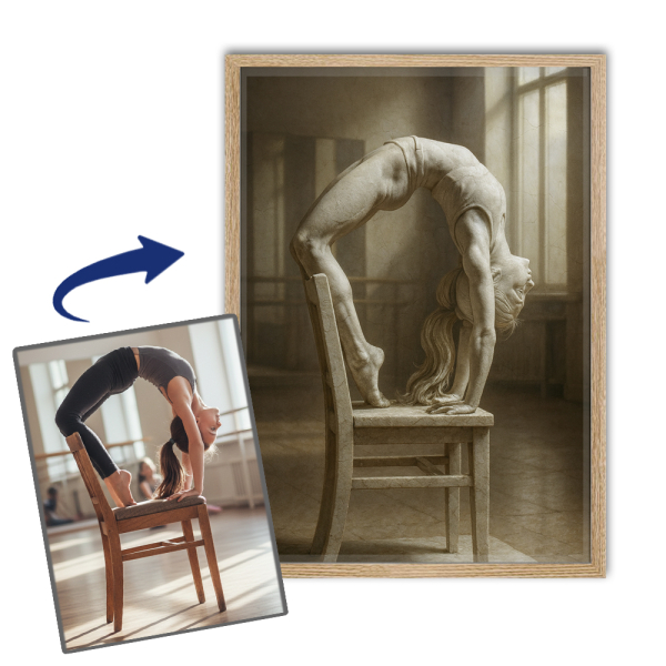 Portret in marmerenbeeld-stijl op basis van een foto Portret in marmerenbeeld-stijl op basis van een foto