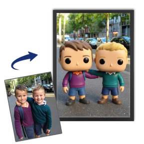 Portret van een gestileerd vinylfiguur op basis van een foto Portret van een gestileerd vinylfiguur op basis van een foto