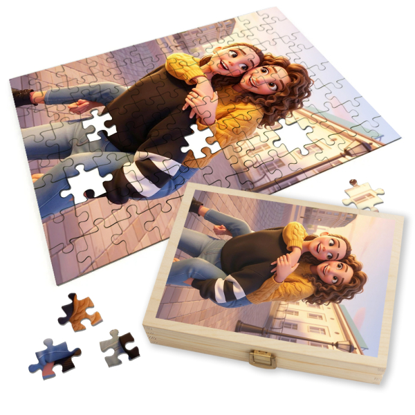 Puzzel van een foto omgezet in 3D-animatie Puzzel van een foto omgezet in 3D-animatie