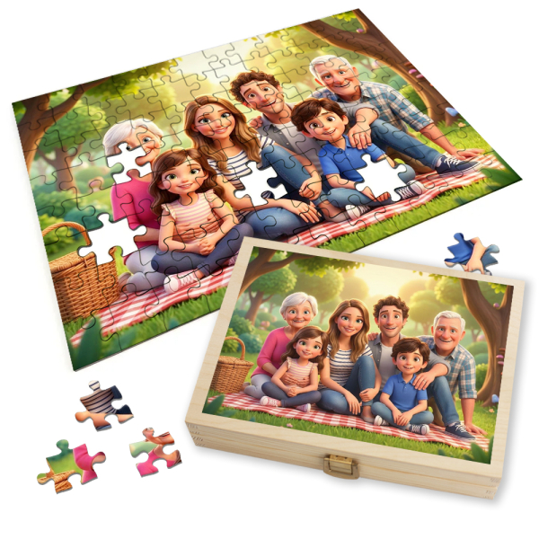 Puzzel van een foto omgezet in 3D-animatie Puzzel van een foto omgezet in 3D-animatie