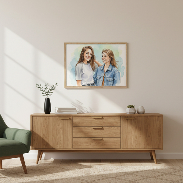 Portret in aquarelstijl na fotomontage Portret in aquarelstijl na fotomontage