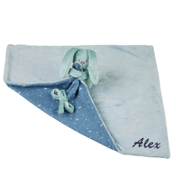 Schattig knuffelkonijntje met geborduurde, lichtgevende deken Schattig knuffelkonijntje met geborduurde, lichtgevende deken