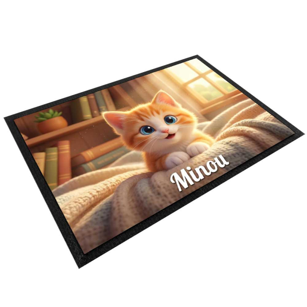 Gepersonaliseerde voermat in 3D-animatiestijl voor hond of kat Gepersonaliseerde voermat in 3D-animatiestijl voor hond of kat