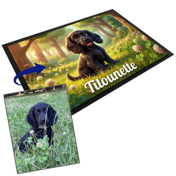 Gepersonaliseerde voermat in 3D-animatiestijl voor hond of kat Gepersonaliseerde voermat in 3D-animatiestijl voor hond of kat