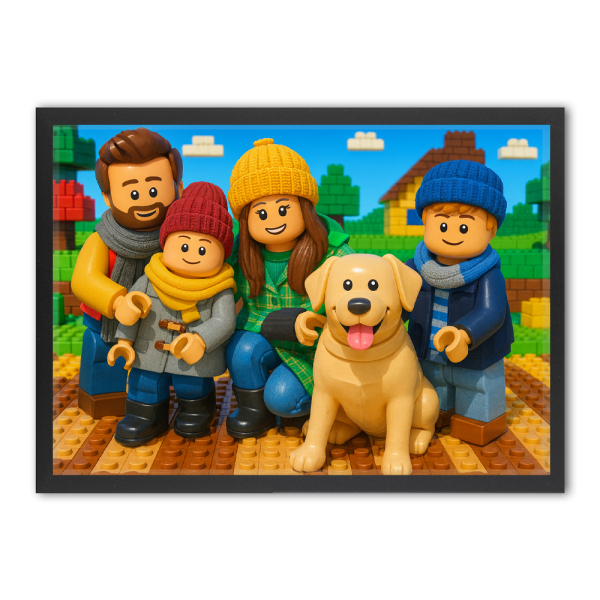 Portret van figuurtjes in bakstenen naar een foto Portret van figuurtjes in bakstenen naar een foto