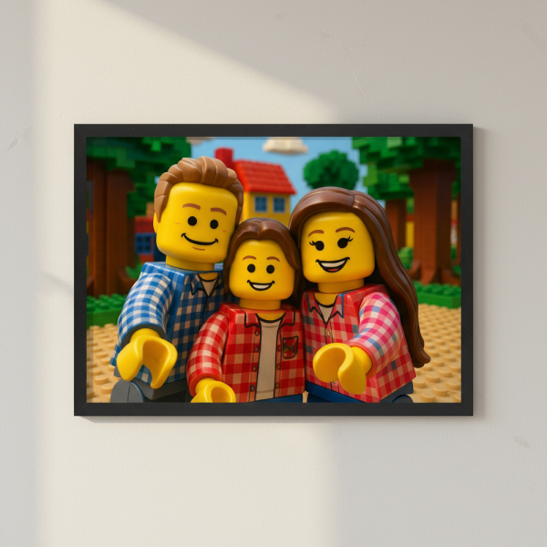 Portret van figuurtjes in bakstenen naar een foto Portret van figuurtjes in bakstenen naar een foto