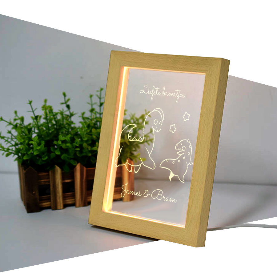 Gegraveerde houten LED-frame
