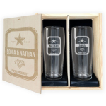 2 glazen | houten kist