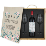 2 glazen | houten kist | fles