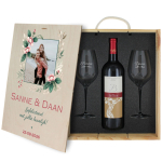 2 glazen | houten kist