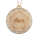 Houten kerstbal gepersonaliseerd met kerstkrans