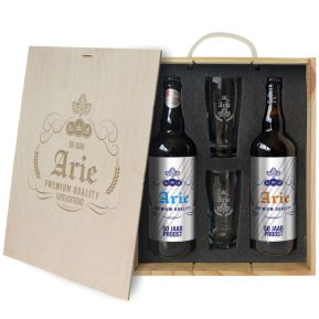 Bierpakket personaliseren - 2 flessen en 2 glazen - Label design