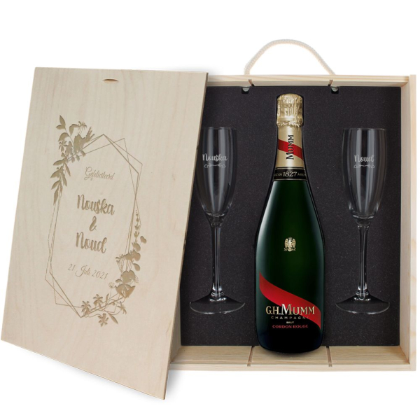 Champagne pakket met 2 glazen - zonder fles personalisatie