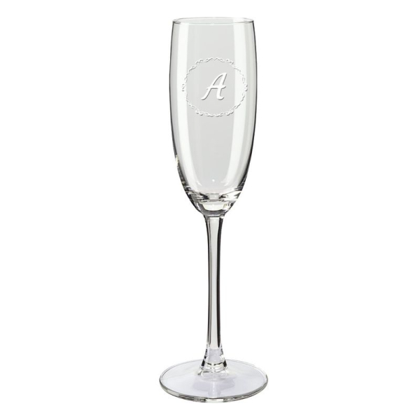 Champagneglas met initialen - cirkel