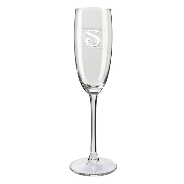 Champagneglas met initialen - stone