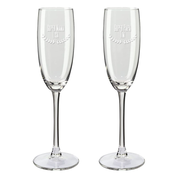 Champagneglas voor mama en papa-super