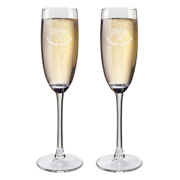 Champagneglas voor mama en papa