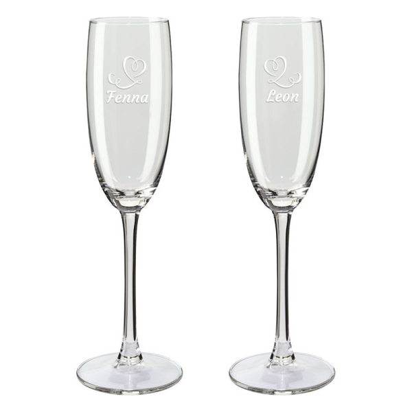 Champagneglazen hartjes