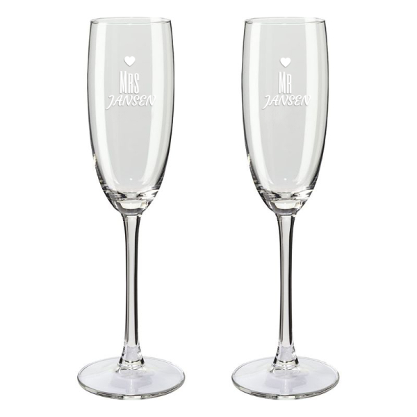 Champagneglazen mrs mr hartjes