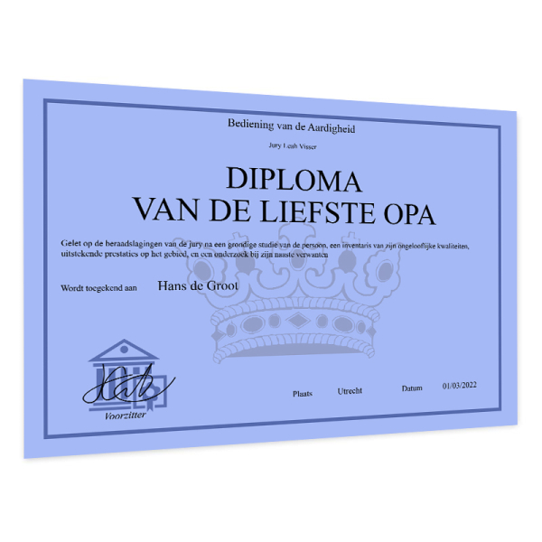 Diploma personaliseren voor hem