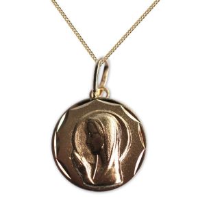 Doop ketting met Biddend Maria - Goud verguld