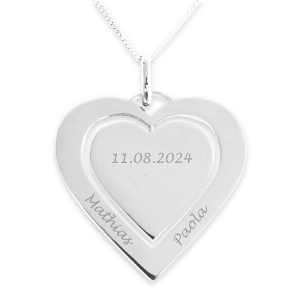 Gepersonaliseerde ketting met dubbel hart hanger