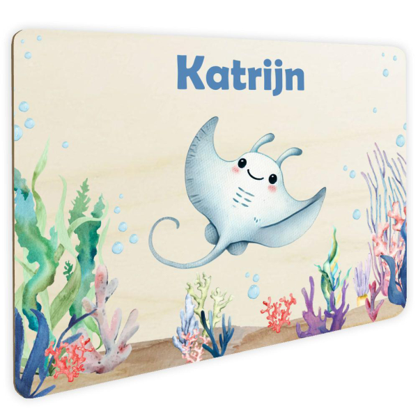 Houten deurbordje voor kinderkamer - Zeewereld
